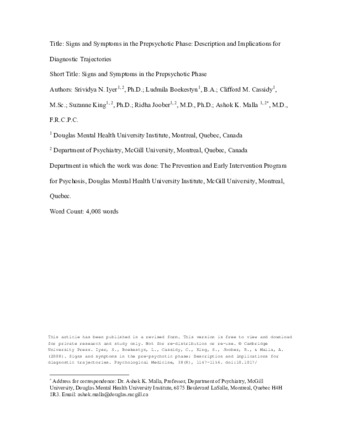 Signs and symptoms in the pre-psychotic phase: description and implications for diagnostic trajectories thumbnail