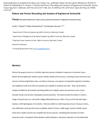 Robust and Precise Wounding and Analysis of Engineered Contractile Tissues thumbnail