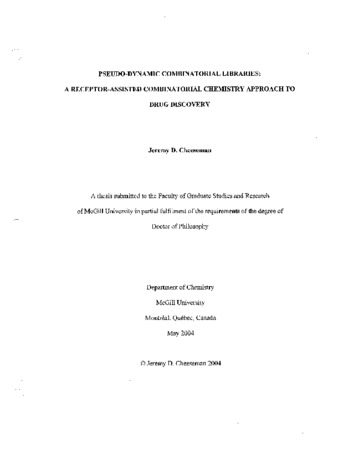 Pseudo-dynamic combinatorial libraries : a receptor-assisted combinatorial chemistry approach to drug recovery thumbnail