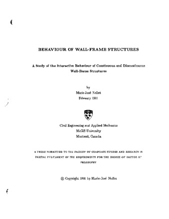 Behaviour of wall-frame structures : a study of the interactive behaviour of continuous and discontinuous wall-frame structures thumbnail