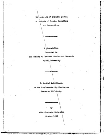 The economics of Canadian banking: an analysis of banking operations and transactions. thumbnail