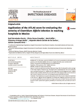 Application of the ATLAS score for evaluating the severity of Clostridium difficile infection in teaching hospitals in Mexico thumbnail