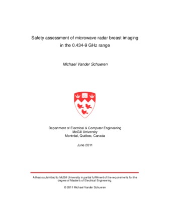 Safety assessment of microwave radar breast imaging in the 0.434-9 GHz range thumbnail