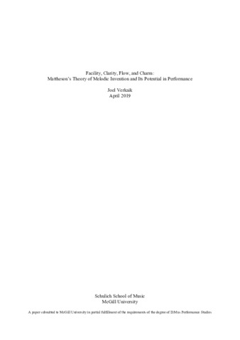 Facility, Clarity, Flow, and Charm: Mattheson’s Theory of Melodic Invention and Its Potential in Performance thumbnail
