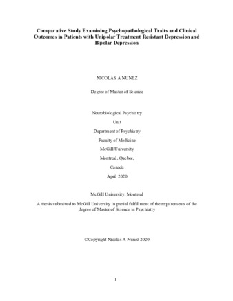 Comparative study examining psychopathological traits and clinical outcomes in patients with unipolar treatment resistant depression and bipolar depression thumbnail