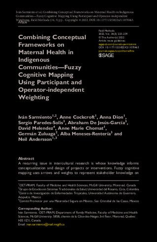 Combining Conceptual Frameworks on Maternal Health in Indigenous Communities—Fuzzy Cognitive Mapping Using Participant and Operator-independent Weighting thumbnail