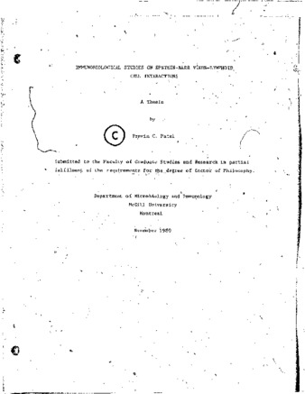 Immunobiological studies on Epstein-Barr virus-lymphoid cell interactions thumbnail