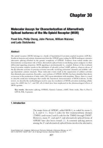 Molecular Assays for Characterization of Alternatively Spliced Isoforms of the Mu Opioid Receptor (MOR) thumbnail