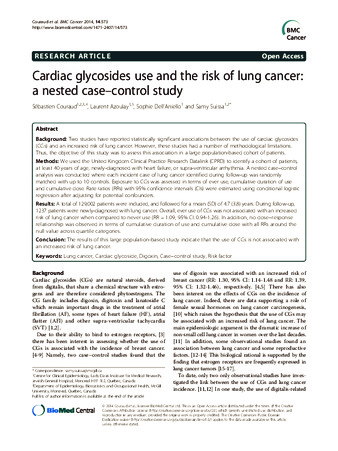 Cardiac glycosides use and the risk of lung cancer: a nested case–control study thumbnail