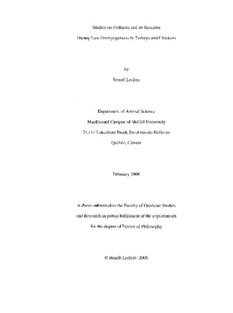 Studies on prolactin and its receptor during late embryogenesis in turkeys and chickens thumbnail