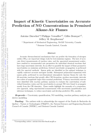 Impact of Kinetic Uncertainties on Accurate Prediction of NO Concentrations in Premixed Alkane-Air Flames thumbnail