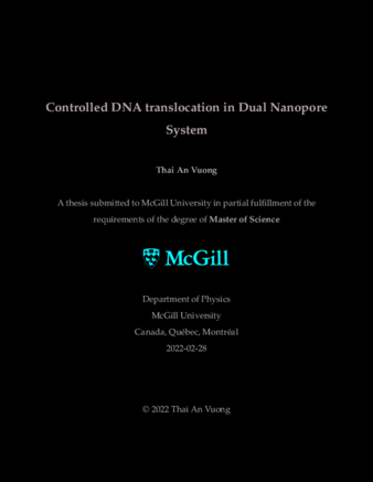 Controlled DNA translocation in Dual Nanopore System thumbnail