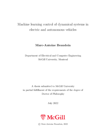 Machine learning control of dynamical systems in electric and autonomous vehicles thumbnail