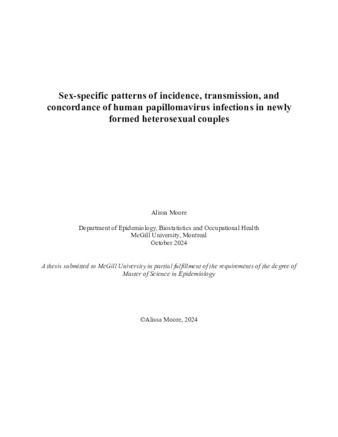 Sex-specific patterns of incidence, transmission, and concordance of human papillomavirus infections in newly formed heterosexual couples. thumbnail