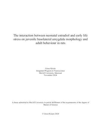 The interaction between neonatal estradiol and early life stress on juvenile basolateral amygdala morphology and adult behaviour in rats thumbnail