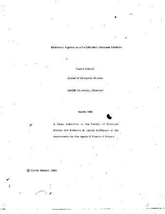 Relational algebra on a parallel-sort database machine thumbnail