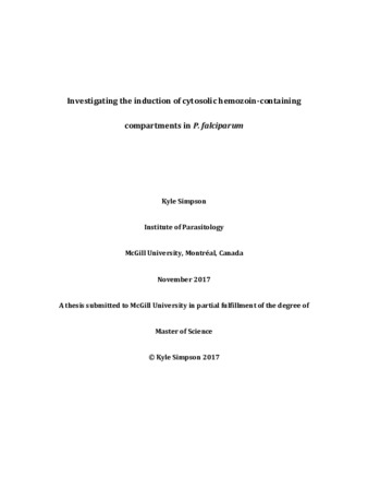 Investigating the induction of cytosolic hemozoin-containing compartments in «P. falciparum» thumbnail