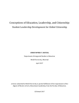 Conceptions of education, leadership, and citizenship: student leadership development for global citizenship thumbnail