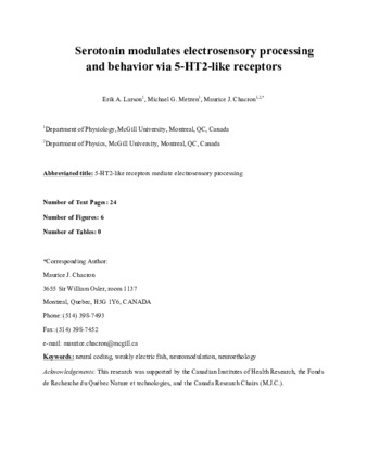 Serotonin modulates electrosensory processing and behavior via 5-HT2-like receptors thumbnail