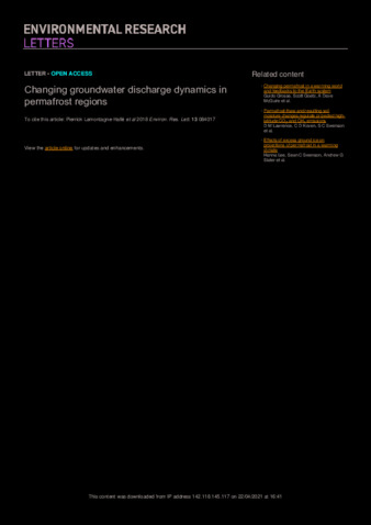 Changing groundwater discharge dynamics in permafrost regions thumbnail