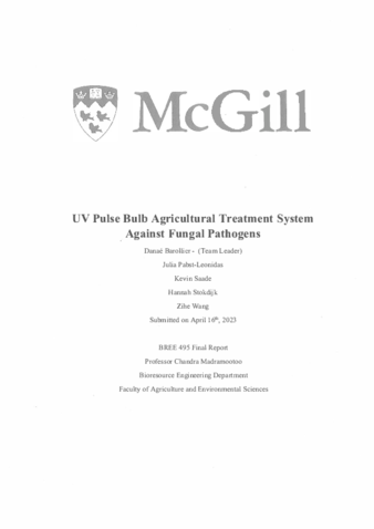 UV Pulse Bulb Agricultural Treatment System Against Fungal Pathogens  thumbnail