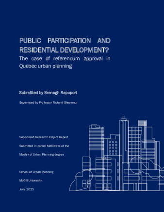 Public Participation and Residential Development? The case of referendum approval in Quebec urban planning thumbnail