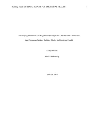 Developing Emotional Self-Regulation Strategies for Children and Adolescentsin a Classroom Setting: Building Blocks for Emotional Health thumbnail