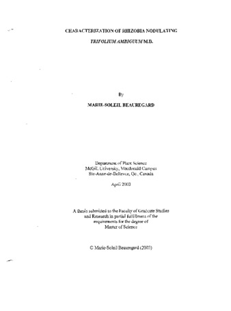 Characterization of rhizobia nodulating Trifolium ambigum M.B. thumbnail