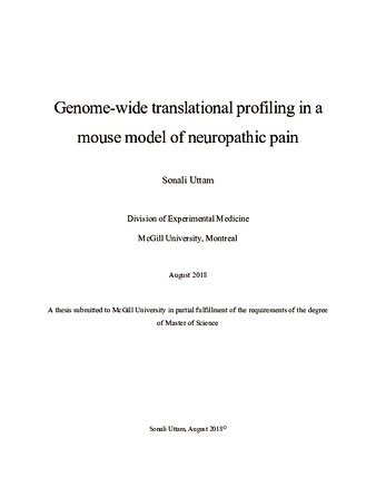Genome-wide translational profiling in a mouse model of neuropathic pain thumbnail