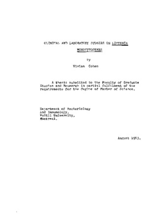 Clinical and laboratory studies on Listeria monocytogenes. thumbnail