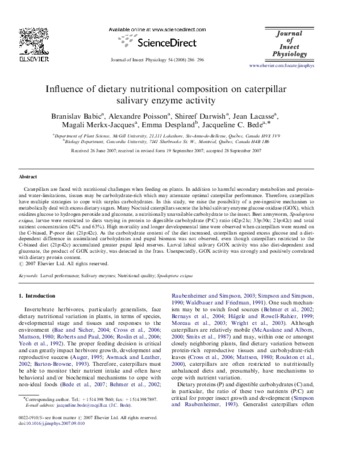 Influence of dietary nutritional composition on caterpillar salivary enzyme activity thumbnail