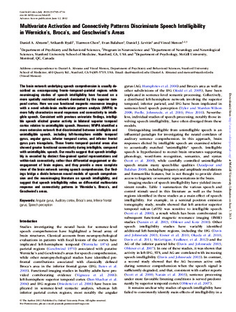 Multivariate Activation and Connectivity Patterns Discriminate Speech Intelligibility in Wernicke’s, Broca’s, and Geschwind’s Areas thumbnail