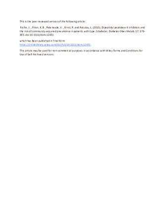 Dipeptidyl peptidase-4 inhibitors and the risk of community-acquired pneumonia in patients with type 2 diabetes thumbnail