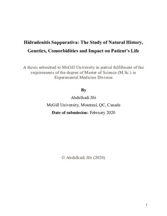 Hidradenitis Suppurativa: The study of natural history, genetics, comorbidities and impact on patient’s life thumbnail