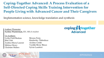 Coping-Together Advanced: A process evaluation of a self-directed coping skills training intervention for people living with advanced cancer and their caregivers thumbnail