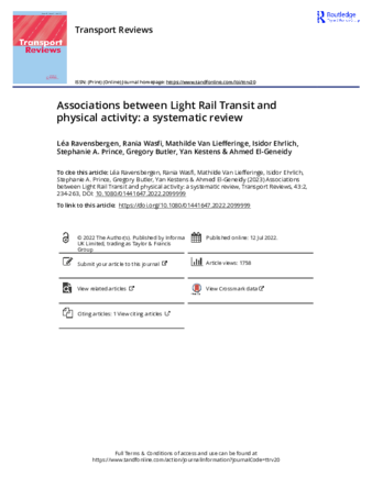 Associations between Light Rail Transit and physical activity: a systematic review thumbnail