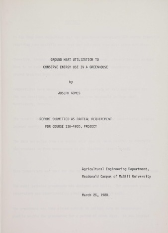 Ground Heat Utilization to Conserve Energy Use in a Greenhouse thumbnail