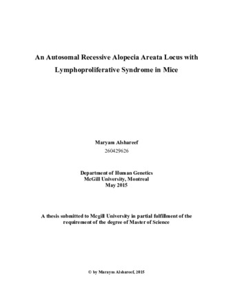 An autosomal recessive alopecia areata locus with lymphoproliferative syndrome in mice thumbnail