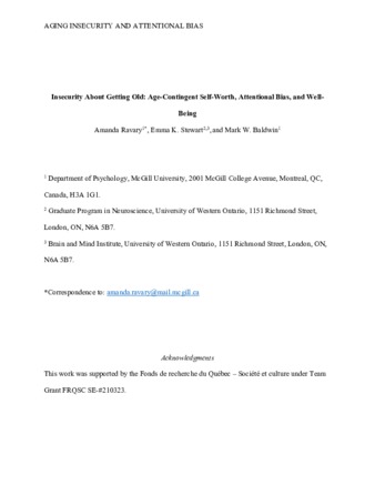 Insecurity about getting old: age-contingent self-worth, attentional bias, and well-being thumbnail