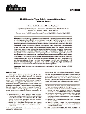 Lipid Droplets: Their Role in Nanoparticle-Induced Oxidative Stress thumbnail