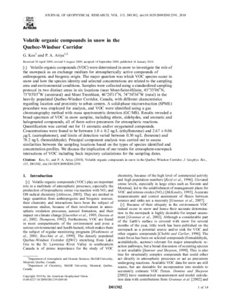 Volatile organic compounds in snow in the Quebec-Windsor Corridor thumbnail