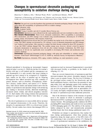 Changes in spermatozoal chromatin packaging and susceptibility to oxidative challenge during aging thumbnail