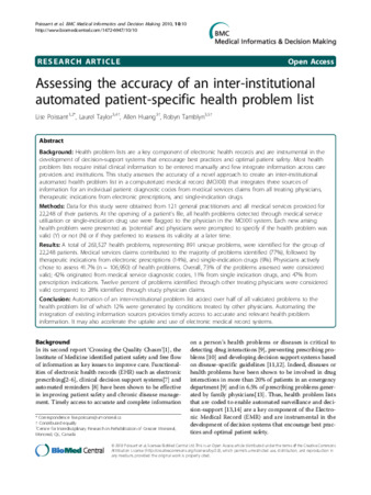 Assessing the accuracy of an inter-institutional automated patient-specific health problem list thumbnail