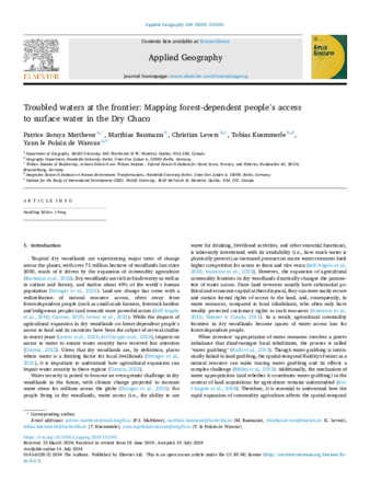 Troubled waters at the frontier: Mapping forest-dependent people's access to surface water in the Dry Chaco thumbnail
