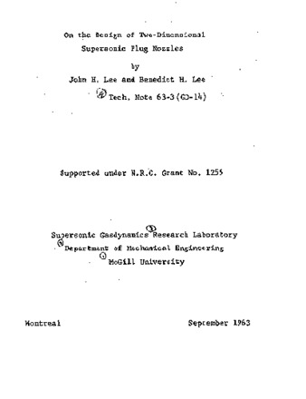 On the design of two-dimensional supersonic plug nozzles thumbnail