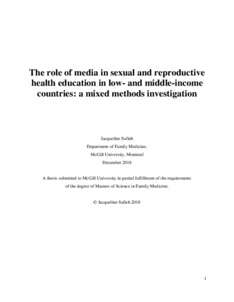 Thesis The role of media in sexual and reproductive health