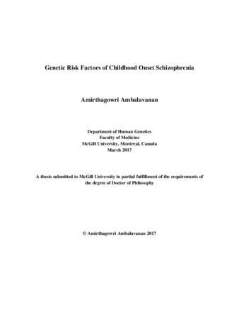 Genetic risk factors of childhood onset schizophrenia thumbnail