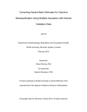 Correcting hazard ratio estimates for outcome misclassification using multiple imputation with internal validation data thumbnail