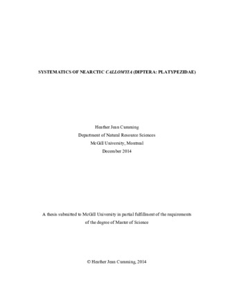 Systematics of Nearctic Callomyia (Diptera: Platypezidae) thumbnail