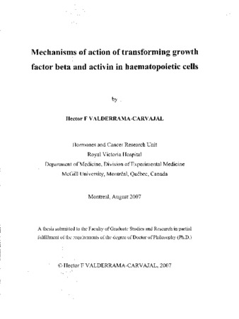 Mechanisms of action of transforming growth factor beta and activin in haematopoietic cells thumbnail